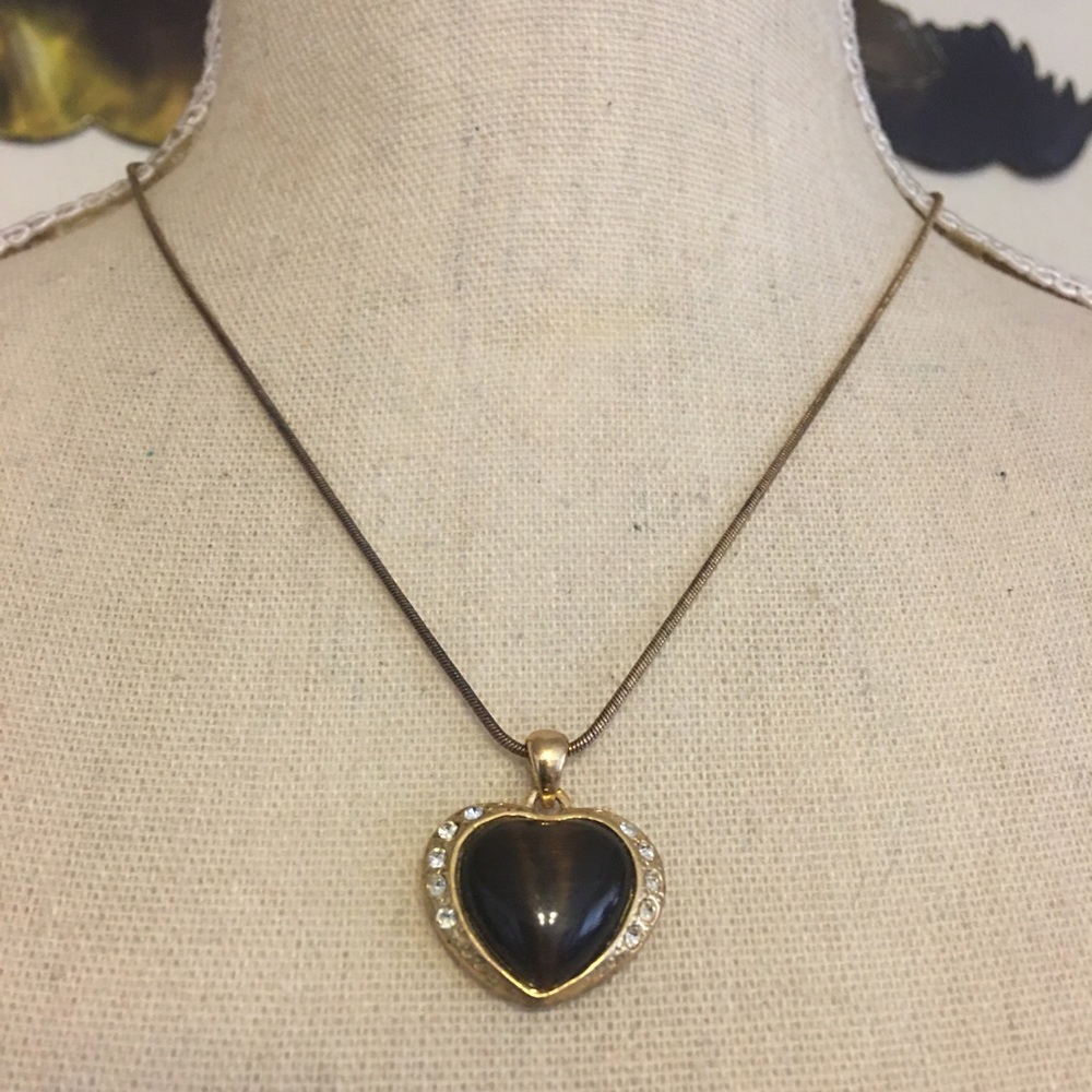 Vintage dark brown faux tiger eye necklace